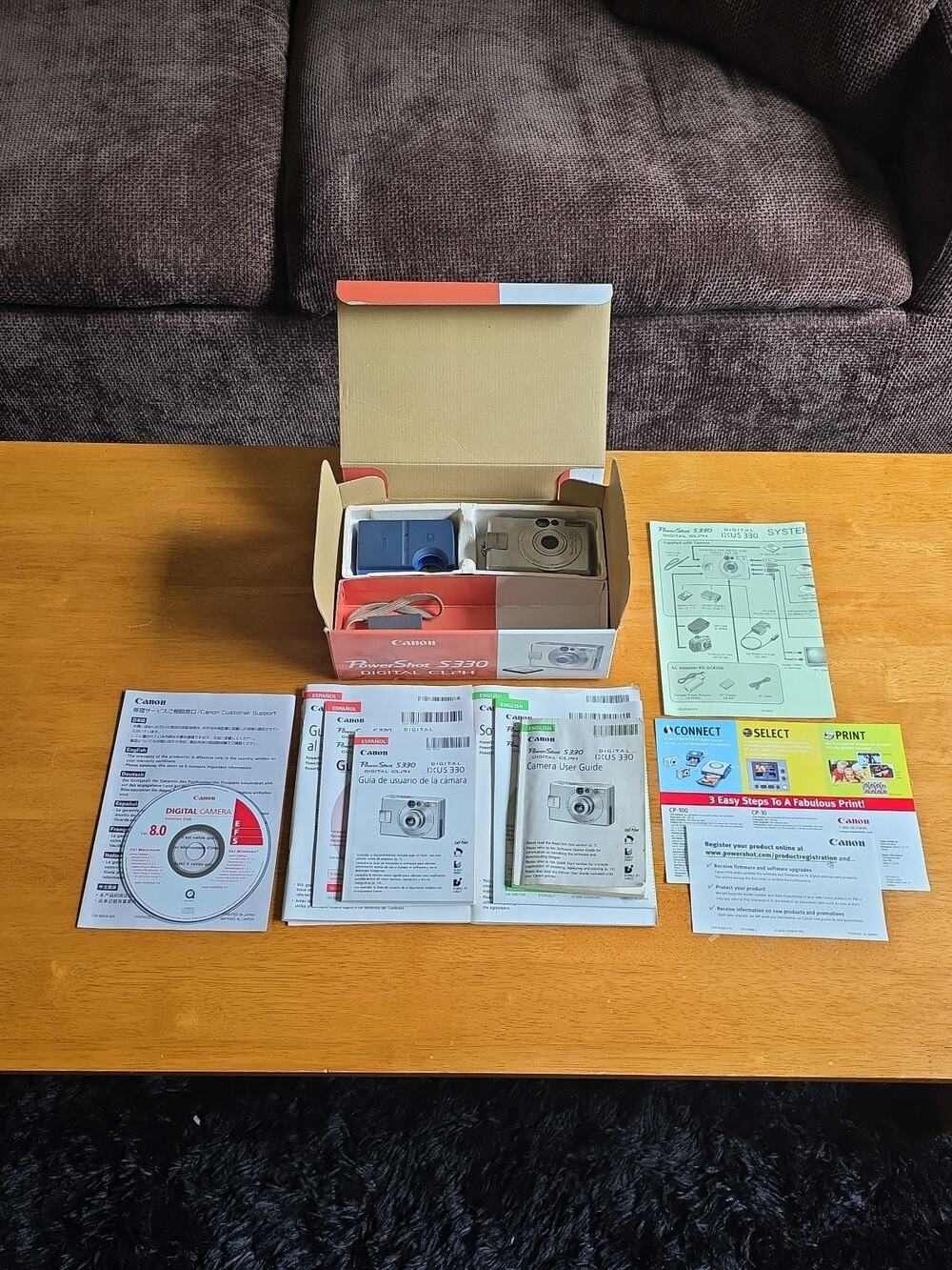 Canon PowerShot ELPH S330 2.0MP Digital Camera, Box, Manuals, No Battery - NICE!